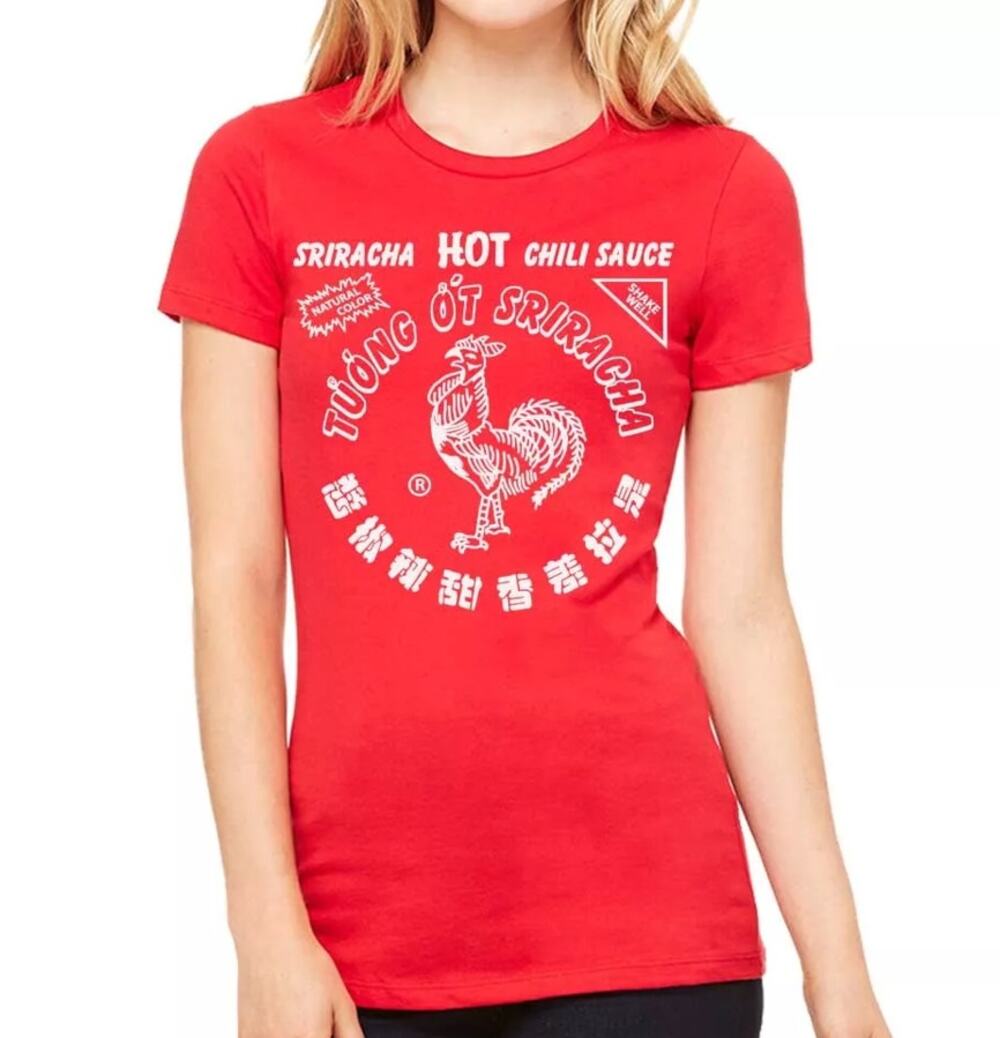 SRIRACHA Hot Chili Sauce Graphic T-Shirt Crew Neck Short Sleeve Slim Fit Red XS